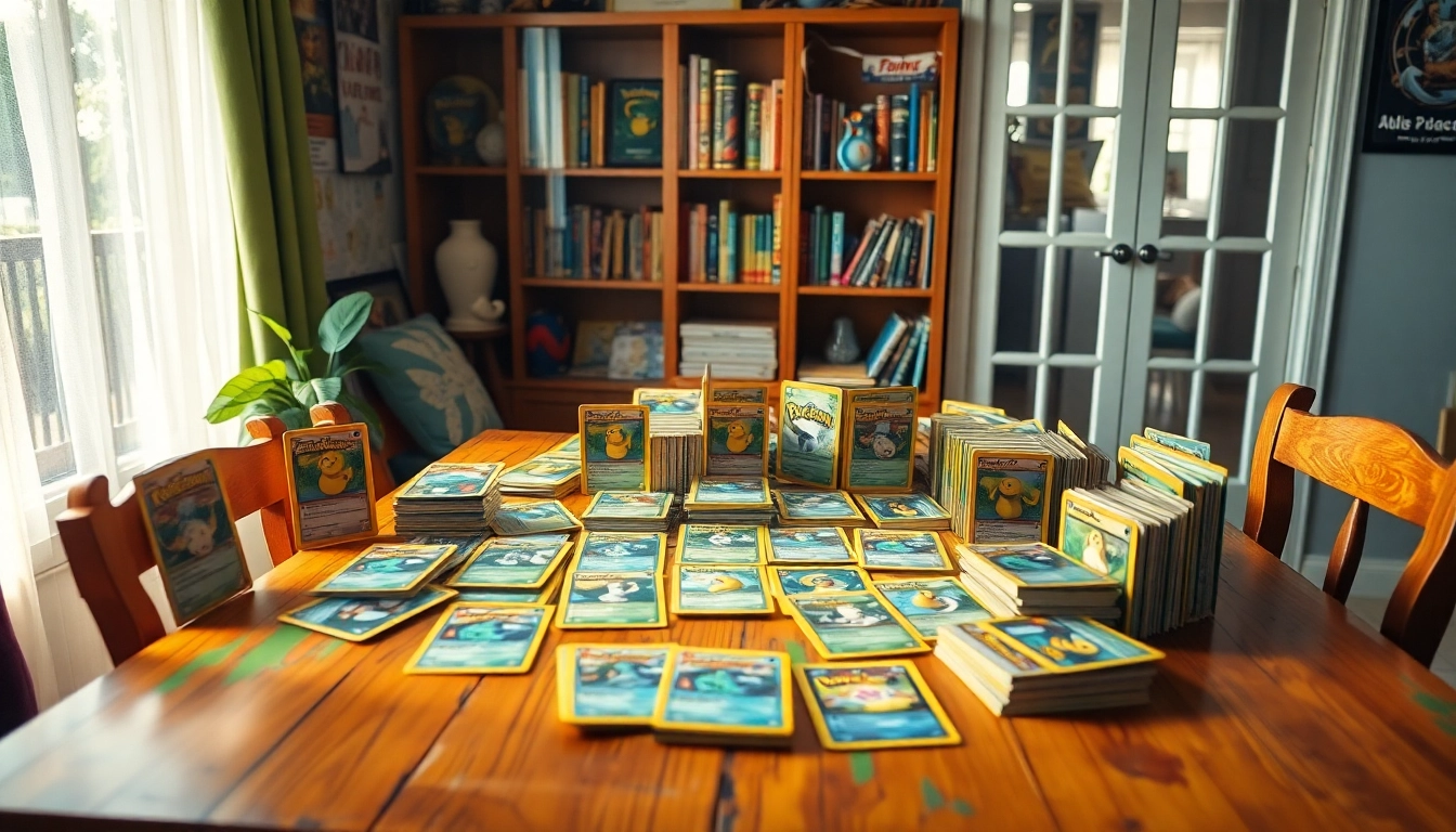 Explore real Pokémon cards in India, displayed beautifully on a wooden table, showcasing vibrant colors and rich details.